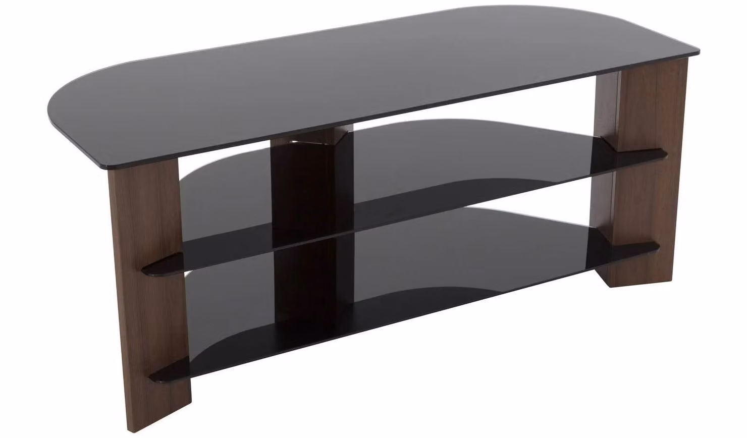 AVF Modern TV Stand for up to 55 Inch Screens in Black and Walnut Effect with Glossy Glass Shelves, W/D/H: 110 x 45 x 44.5 cm
