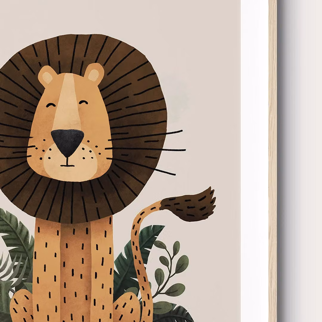 Tigercub Prints Scandi Safari Nursery Animal Illustration Set of 3 Beige A4 Paper Posters – 2