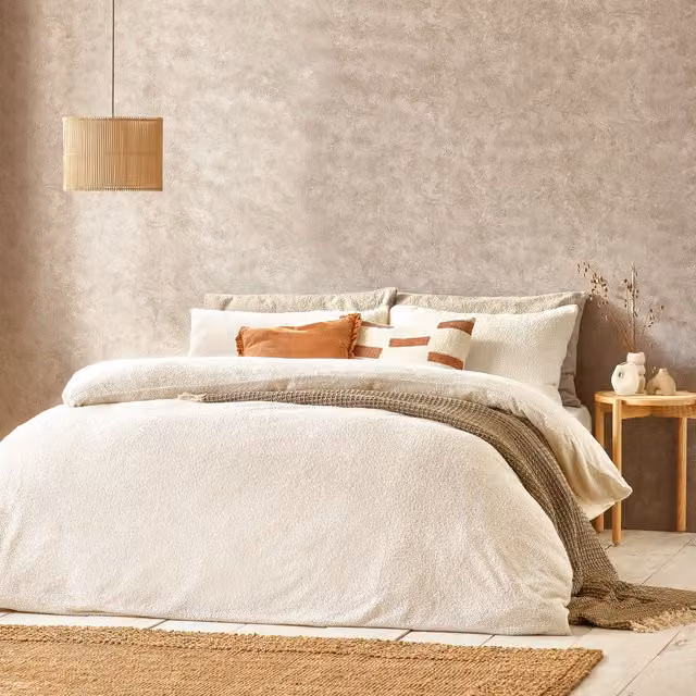 Make it a Home Boucle Textured Duvet Cover Set, Beige, 90 x 200 cm