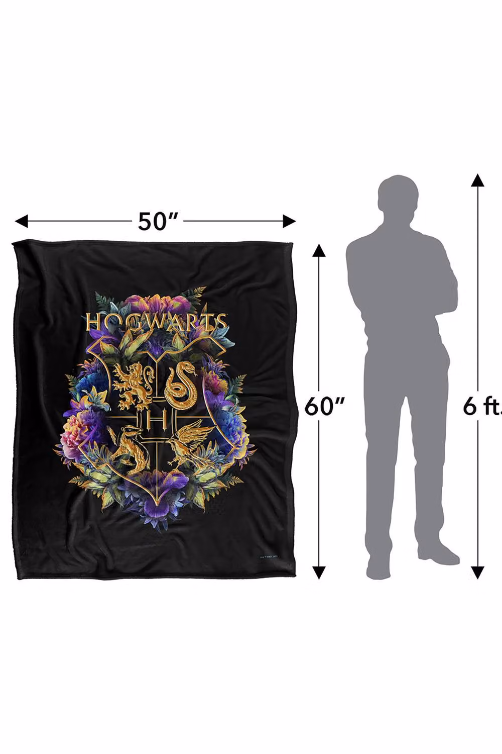 LOGOVISION Harry Potter Hogwarts Floral Crest Fleece Blanket, Multicolour, W: 152 cm, D: 127 cm – 8