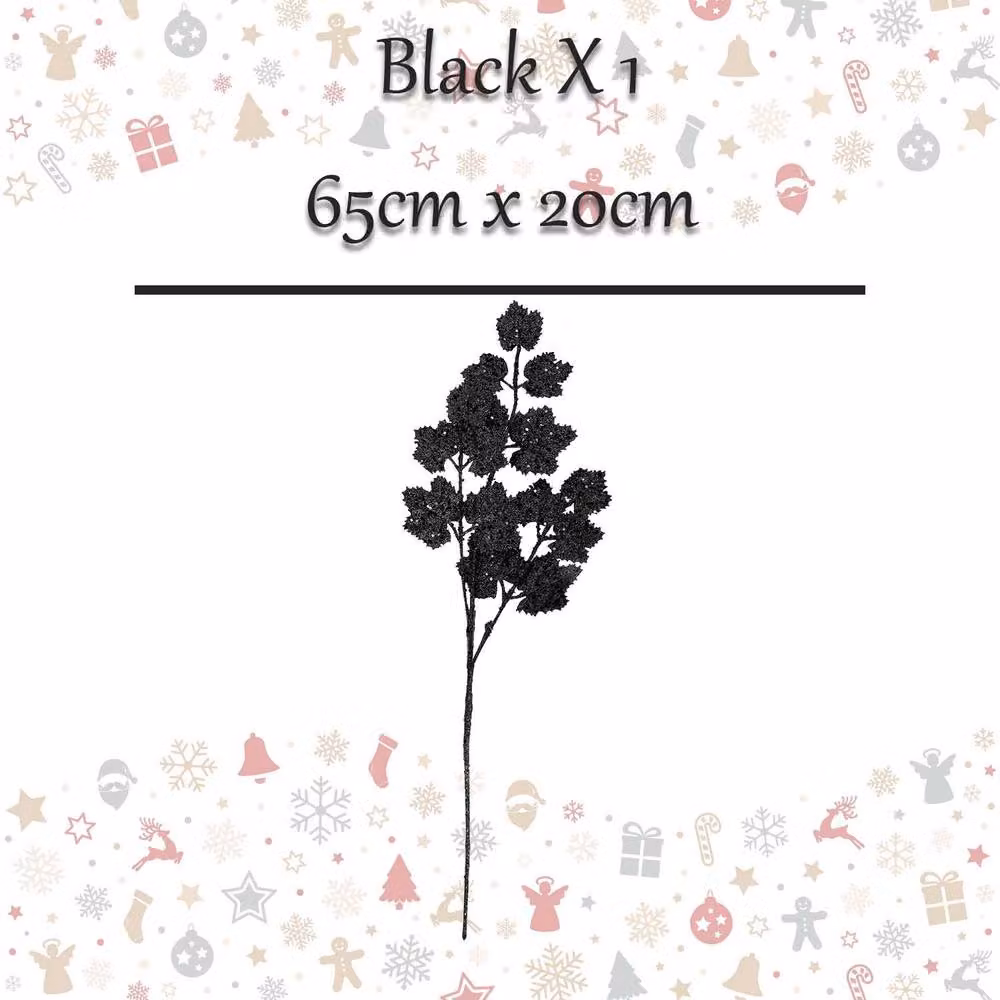 VFM e-Store Christmas Long Stem with Glitter Decoration, Black, H 65 cm x W 20 cm x D 20 cm – 2