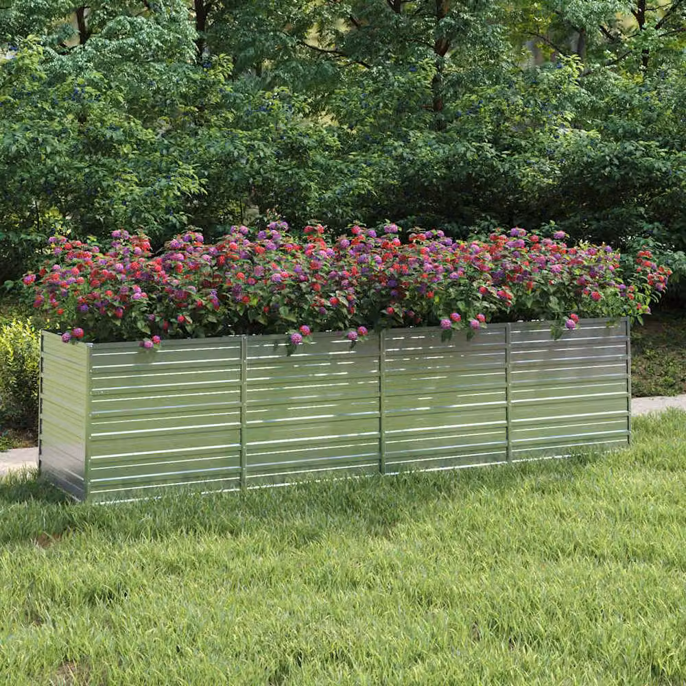 Berkfield Home Garden Galvanised Steel Raised Bed in Silver, W/D/H: 320 x 80 x 77 cm – 2