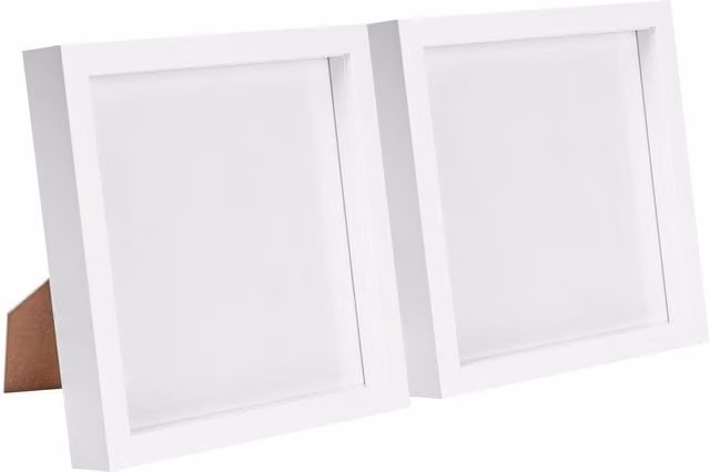 Nicola Spring White 3D Box Square Single Photo Frame, W/H: 20.32 x 20.32 cm