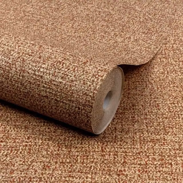 Grandeco Boutique Mysore Fabric Effect Twill Luxury Embossed Wallpaper, Coral Rust – 1