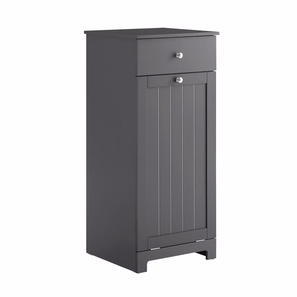 SoBuy Modern Bathroom Storage Cabinet with Laundry Basket and Removable Hamper in Dark Grey, Height: 90 cm – 2