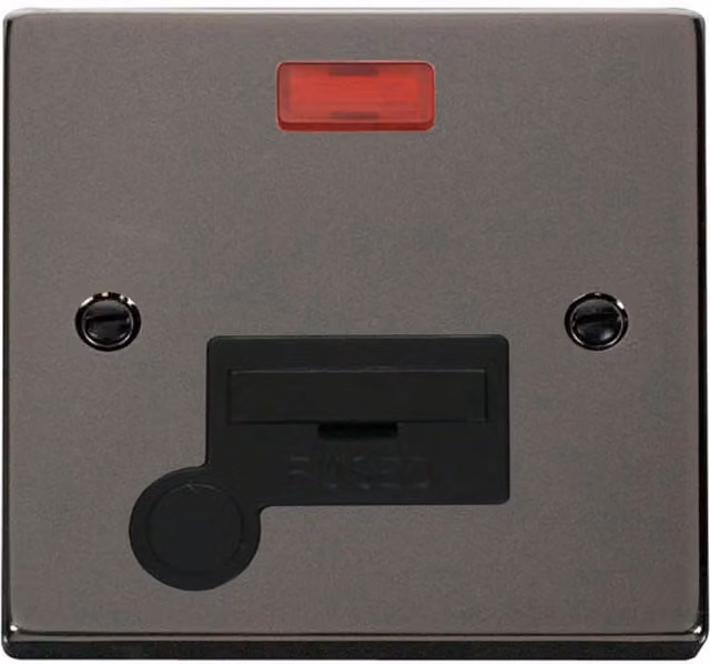 SE HOME Black Surface Mounted 13A Fused Connection Unit with Neon and Flex in Black