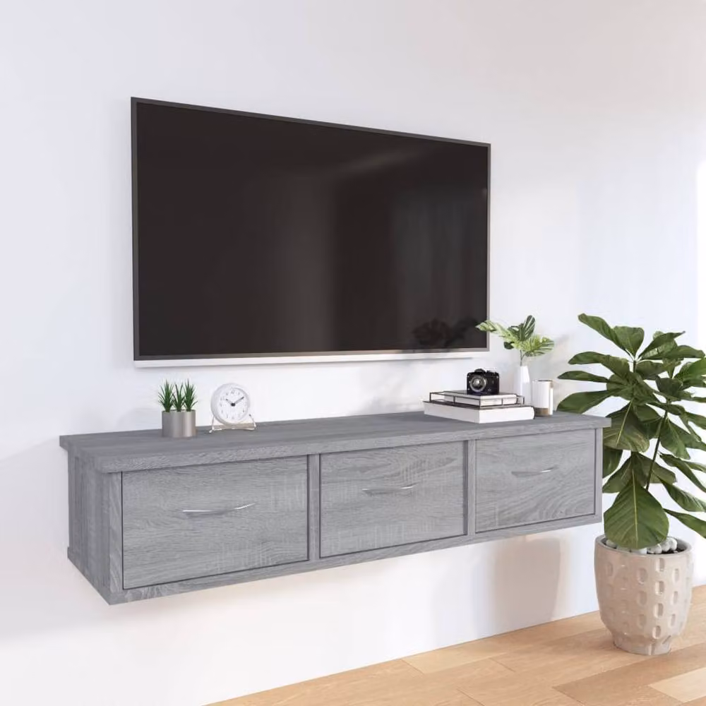 Berkfield Home Grey Sonoma Wall Cabinet W: 88 cm, D: 26 cm, H: 18.5 cm – 2