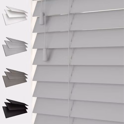 Caecus Grey Faux Wood Venetian Blind, Width: 165 cm, Drop: 160 cm