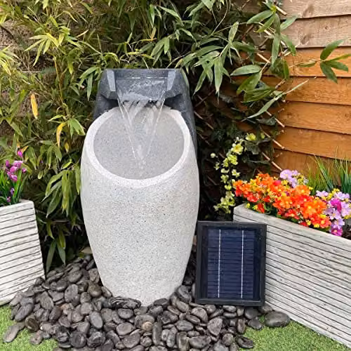 Tranquillity Water Features Grey Pouring Vase Mains Powered Tabletop Cascade Water Feature, W/D/H: 30 x 43 x 66 cm – 3