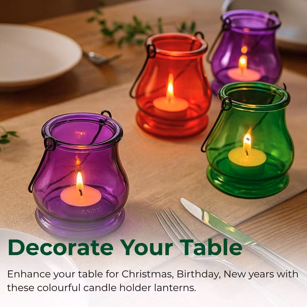 volila 12 Pack Multicolour Transparent Glass Tealight Holders for Home Decoration – 4
