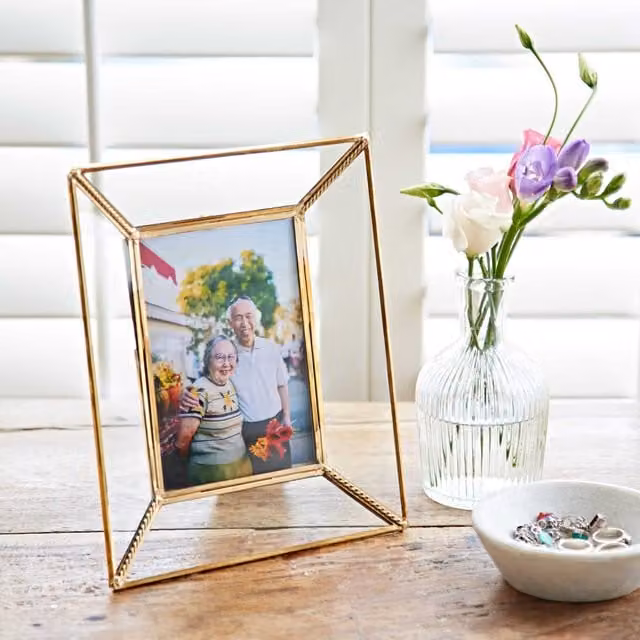 Paper High Anjana Large Rectangular Tabletop Photo Frame in Gold with Reclaimed Glass and Metal