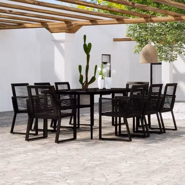 Berkfield Home 9 Piece Modern Garden Dining Set in Black
