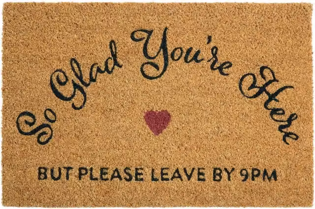 Orsina So Glad You Are Here Doormat in Brown and Beige, Diameter: 100 cm