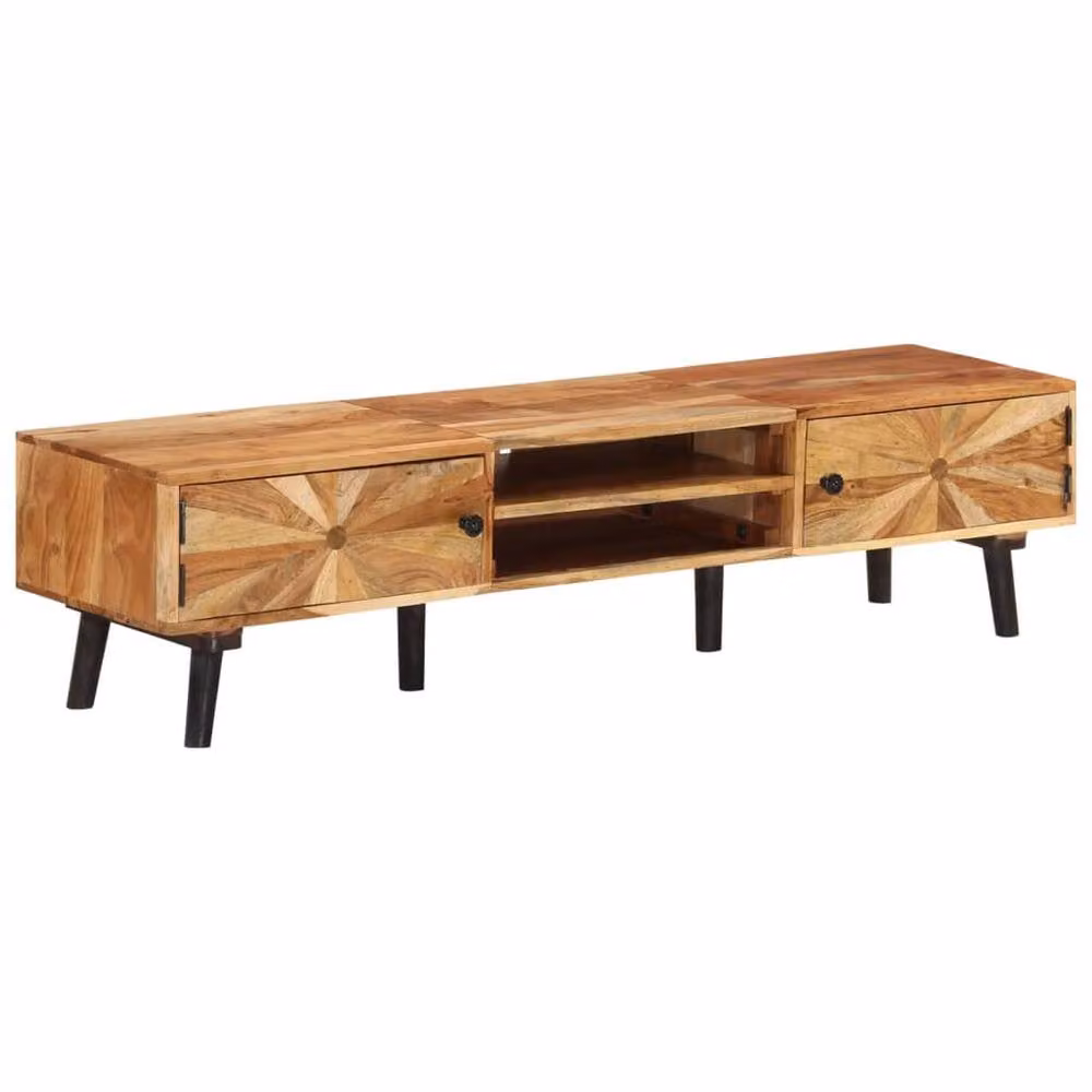 Berkfield Home Solid Acacia Wood TV Cabinet in Brown, W/D/H: 145 x 35 x 35 cm – 2
