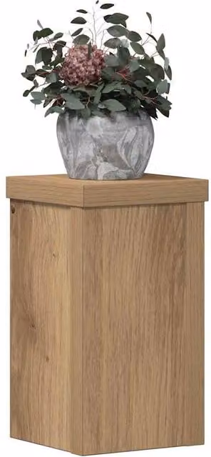 Berkfield Home Set of 2 Artisan Oak Plant Stands, Brown Engineered Wood, W/D/H: 10 x 10 x 18 cm