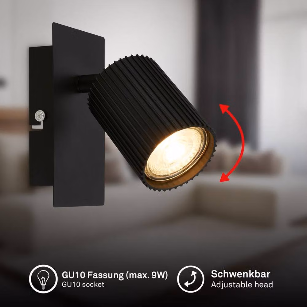 Briloner Black Metal Adjustable Wall Light Spotlight with GU10 Socket, W/D/H: 13 x 8 x 9 cm – 2