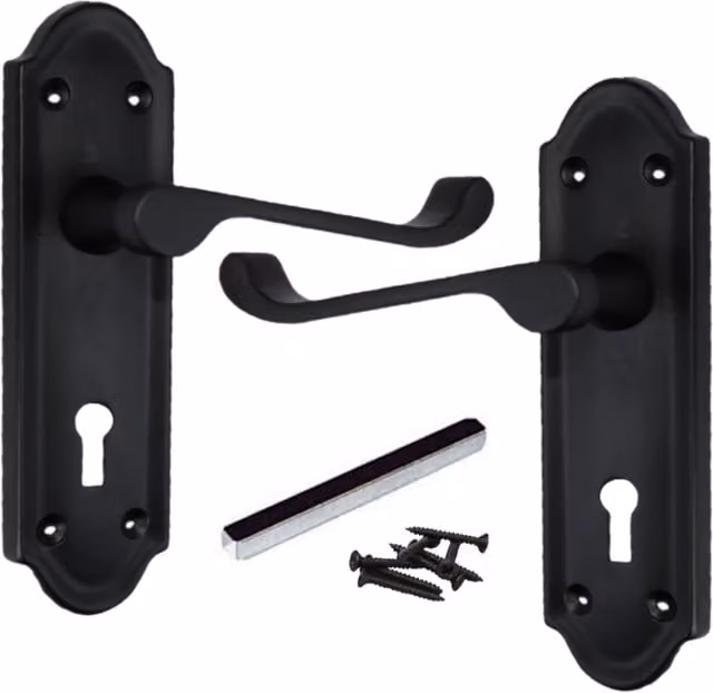 Betley Butterfly Long Backplate Door Handle Set in Black