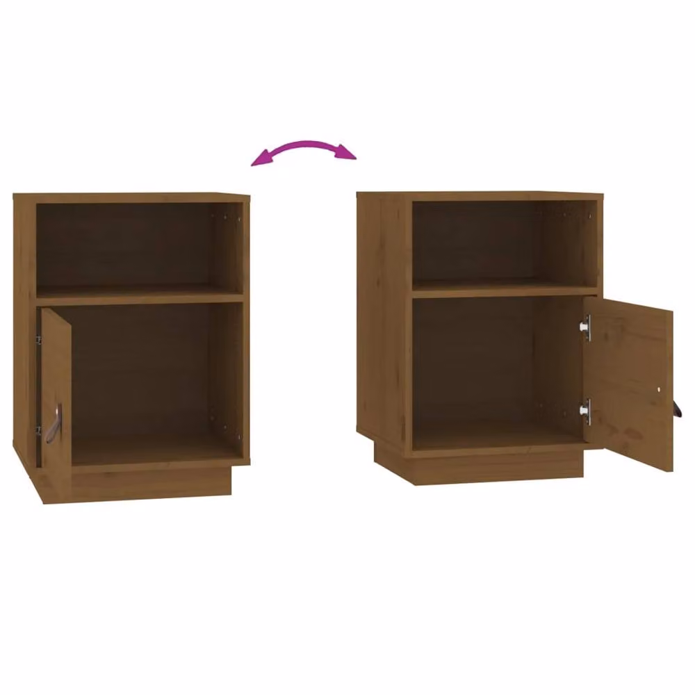 Berkfield Home Bedside Cabinet in Honey Brown Solid Pine Wood, W/D/H: 40 x 34 x 55 cm – 5