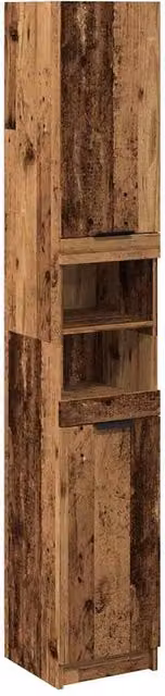 Berkfield Home Rustic Brown Bathroom Cabinet with Hinged Doors and Open Shelf, W/D/H: 32 x 34 x 188.5 cm – 1