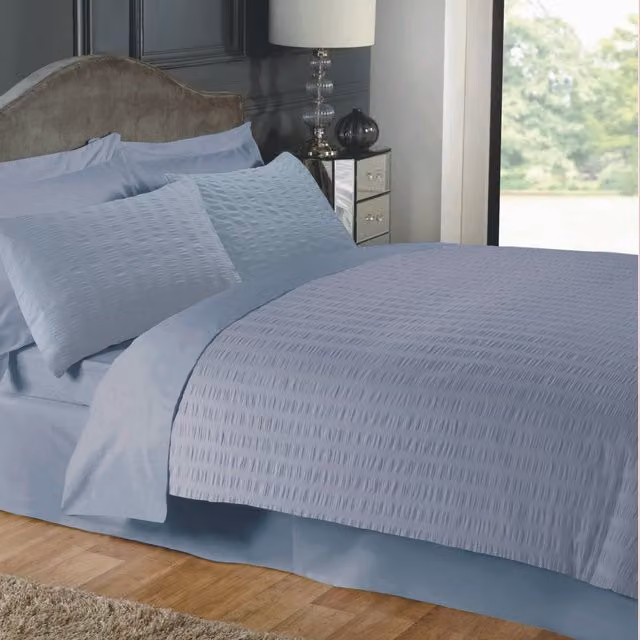 Harwood Textiles Limited Grey Seersucker Cotton and Polyester Duvet Set