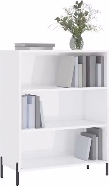 Berkfield Home High Gloss White Shelf Cabinet with Internal Shelves, W/D/H: 69.5 x 32.5 x 90 cm