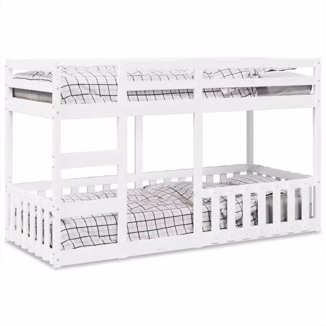 Berkfield Home White Solid Wood Pine Bunk Bed W/D/H: 80 x 200 cm