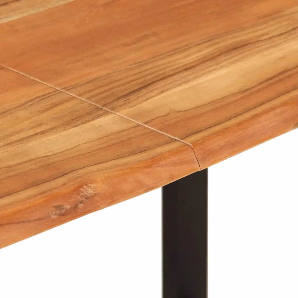 Berkfield Home Rectangular Live Edge Dining Table in Brown Solid Acacia Wood, W/D/H: 140 x 70 x 76 cm – 4