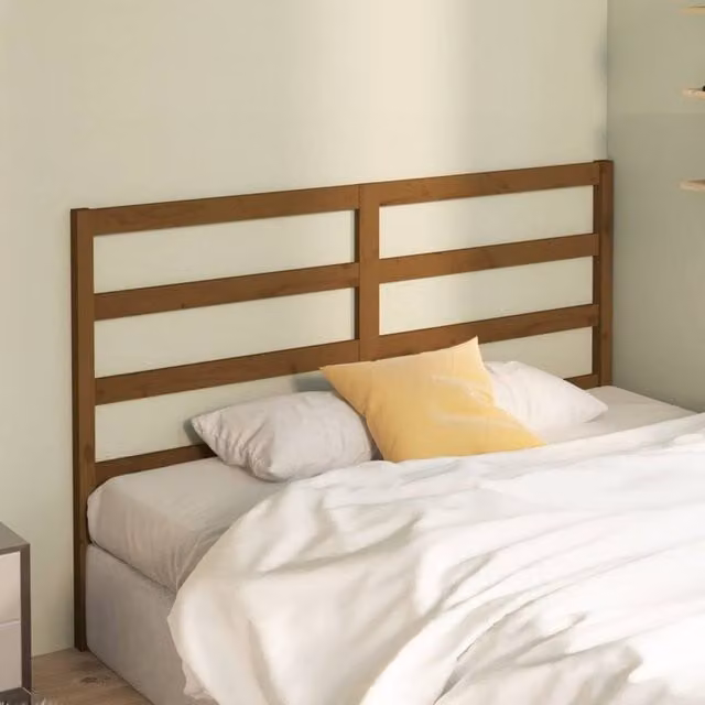 Berkfield Home Beautiful Bed Headboard in Honey Brown Solid Pine Wood, W: 126 cm, D: 4 cm, H: 100 cm – 1