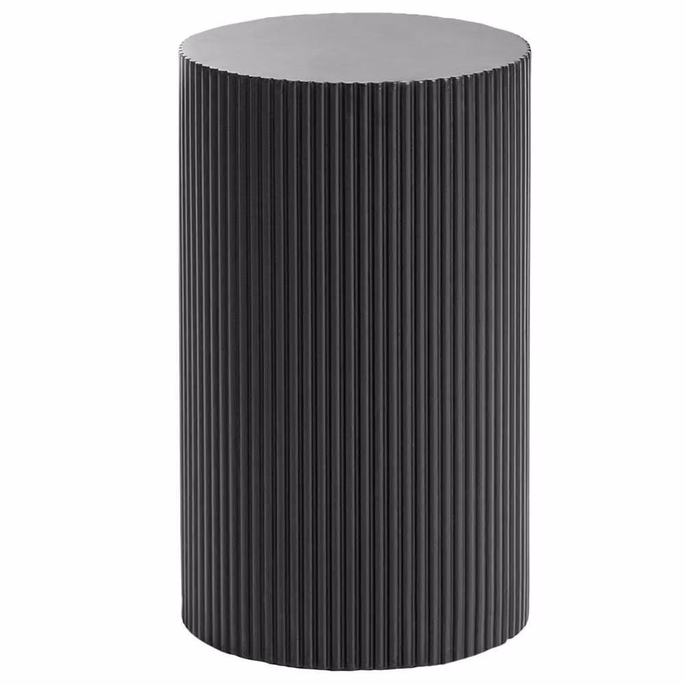 Wyld and Coco Nexa Black Round Side Table with Fluted MDF Base, W/D/H: 30 x 30 x 30 cm – 2