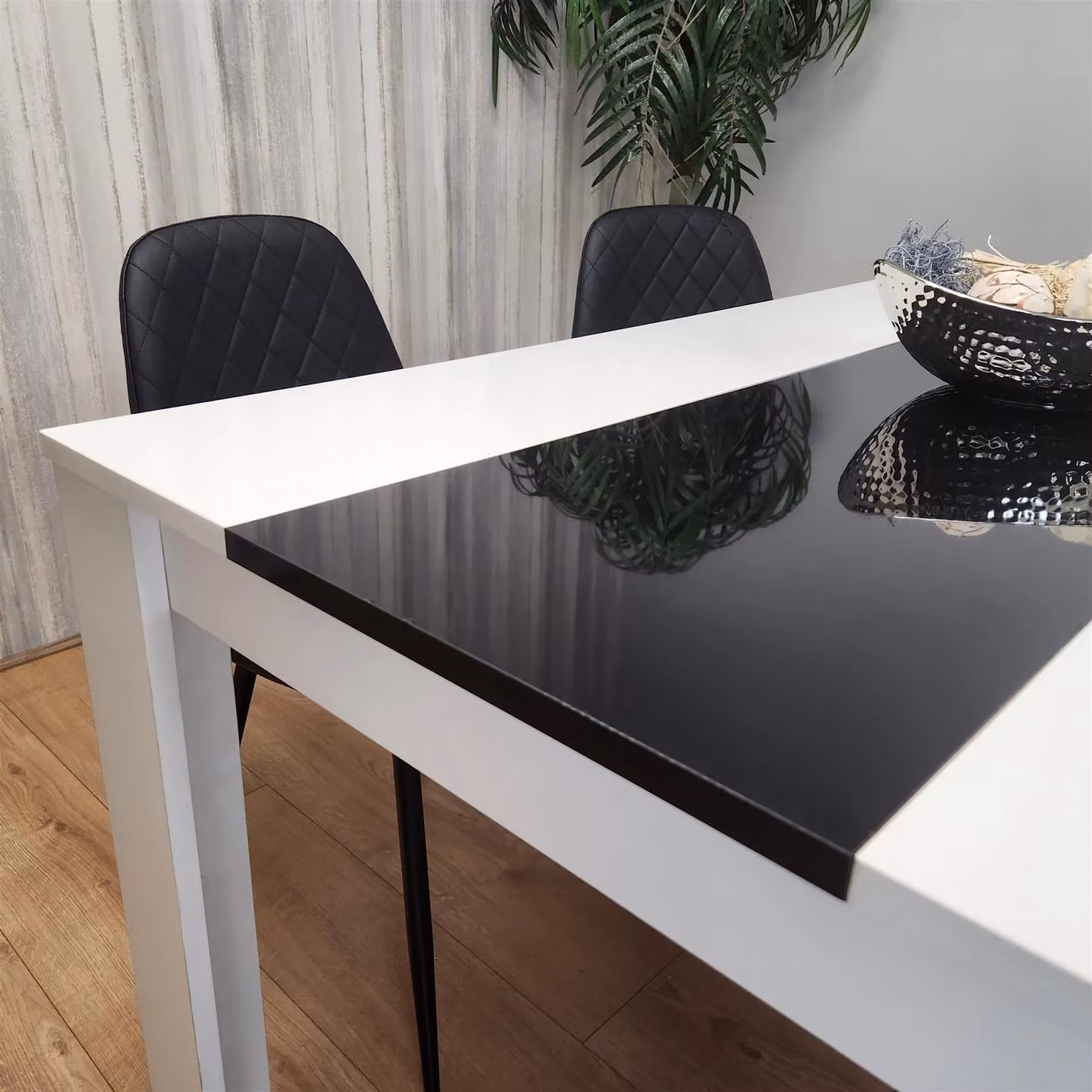 KOSY KOALA Modern Rectangular Dining Table and 4 Chairs Set in White and Black – 3