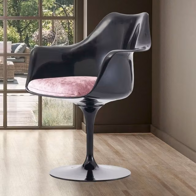 Fusion Living Modern Black and Pink Glossy Armchair