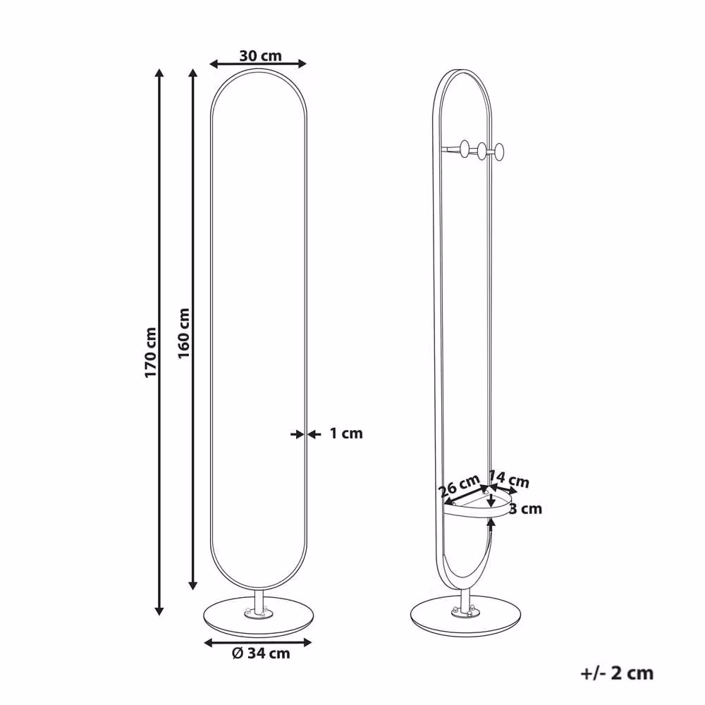 Wyld and Coco Luxor Gold Coat Stand with Full-Length Mirror and Marble Base, H 170 x W 34 x D 34 cm – 2