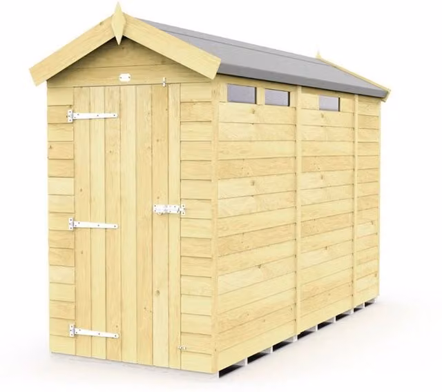 Buttercup Farm Apex Security Wood Shed with Single Door in Brown, W118 x D272 x H217 cm – 1