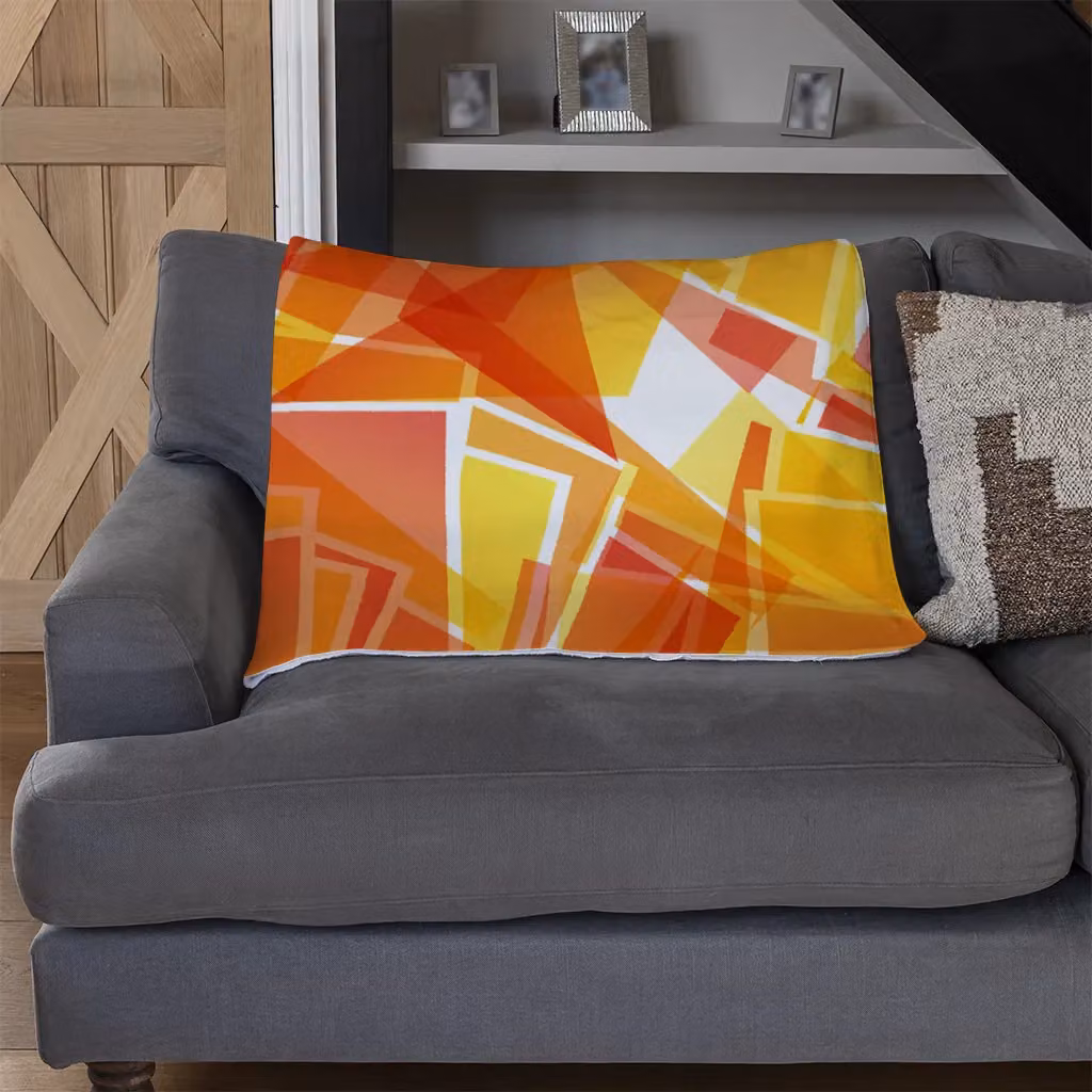 Benjamin Tate Design Orange Geometric Fleece Blanket, W/D/H: 120 x 150 cm – 3