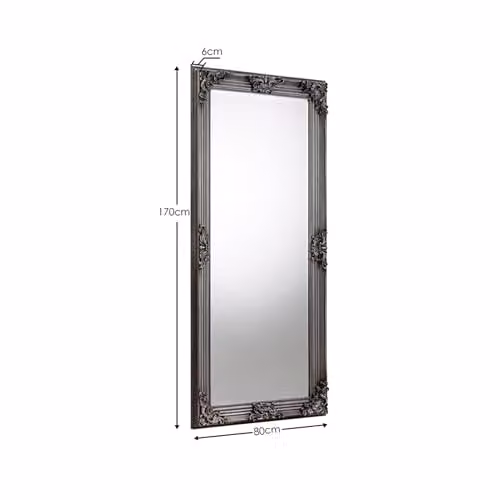 Julian Bowen Rococo Freestanding Lean-To Dressing Mirror in Silver/Grey, H: 180 cm x W: 80 cm – 2