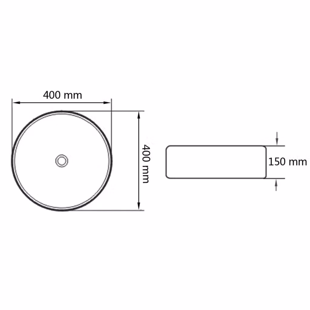 Berkfield Home Round Ceramic Basin, Black, W: 40 cm, D: 15 cm – 5