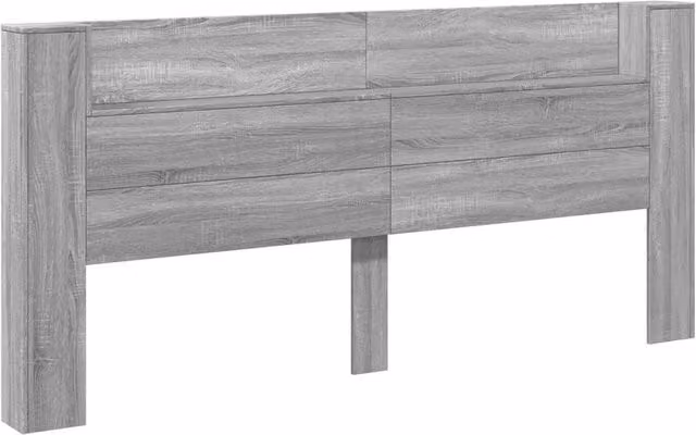 Berkfield Home LED Headboard Cabinet in Grey Sonoma, W: 220 cm, D: 16.5 cm, H: 103.5 cm