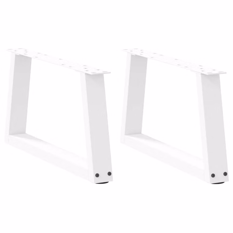 Berkfield Home V-Shape Dining Table Legs, 2 Pieces, White Steel, H: 60 cm, W: 30-31.3 cm