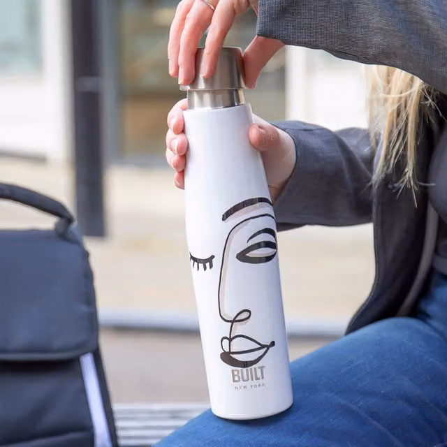 BUILT Apex 540ml Insulated Stainless Steel Water Bottle - Belle Vie - White
