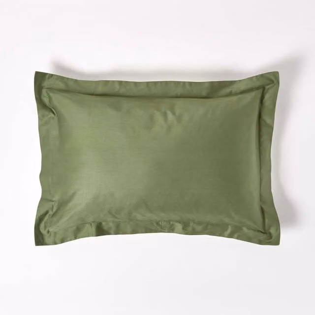 Homescapes Organic Egyptian Combed Cotton Oxford Style Pillowcase, Moss Green