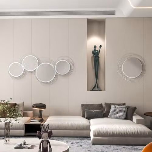 HOMCOM Modern Geometric Metal Wall Mirror in Silver and Gold – 3