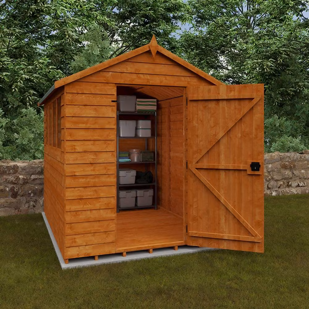 Buttercup Farm Budget Apex 9mm Wooden Garden Shed in Orange with Single Door and Window, W: 243.8 cm, D: 182.9 cm, H: 175.0 cm – 2