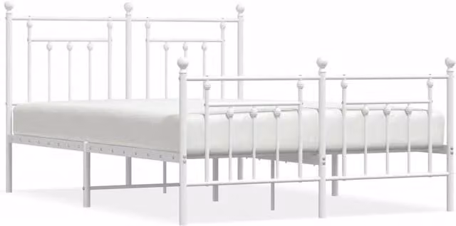 Berkfield Home Metal Bed Frame with Headboard and Footboard in White, W/D/H: 140 x 190 cm – 1