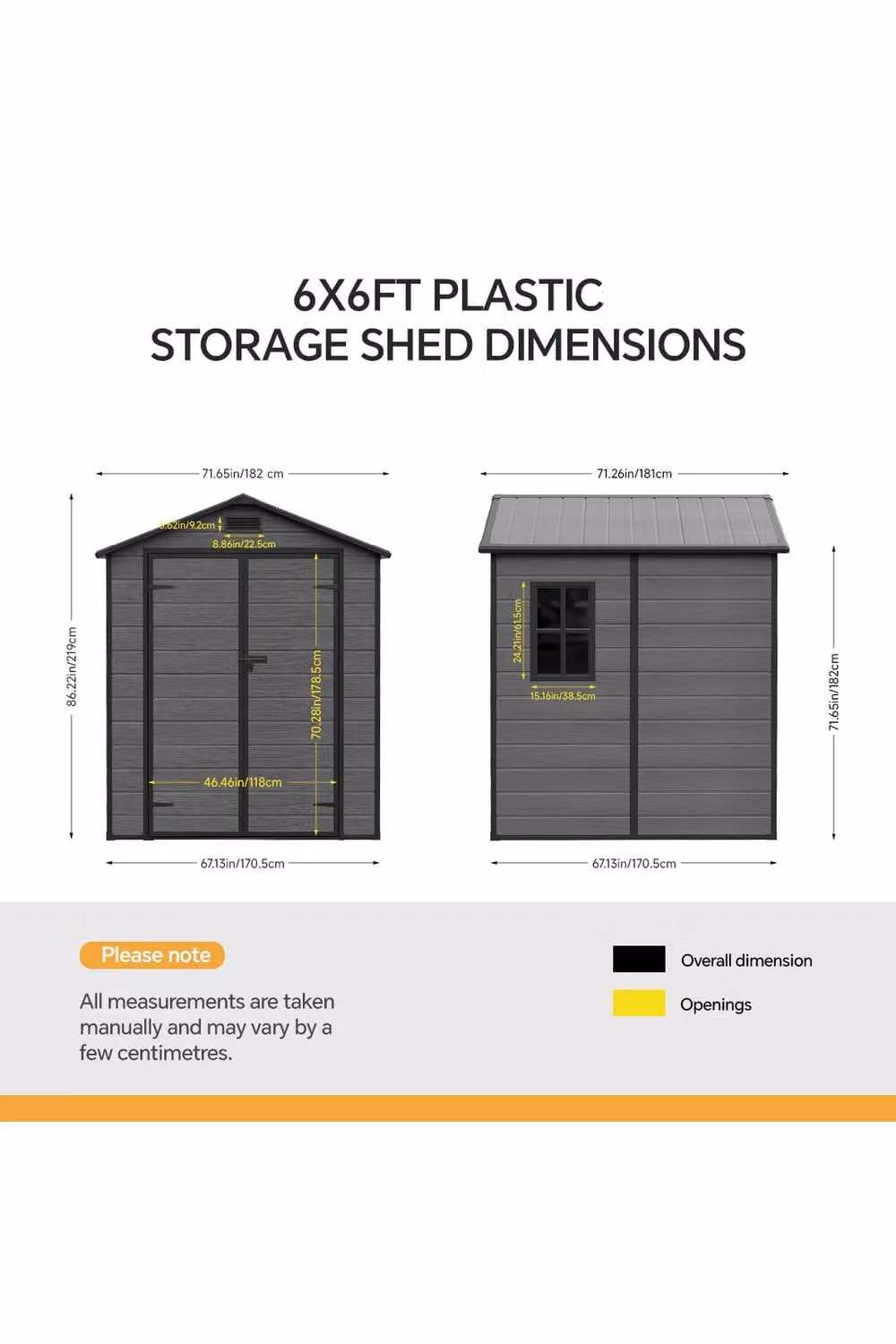 Living and Home Dark Grey Plastic Outdoor Garden Storage Shed with Floor and Window, W/D/H: 182.88 x 182 x 219 cm – 2