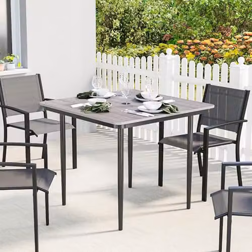 Outsunny Square Garden Dining Table for 4 People, Light Grey, W/D/H: 85 x 85 x 72.5 cm – 8
