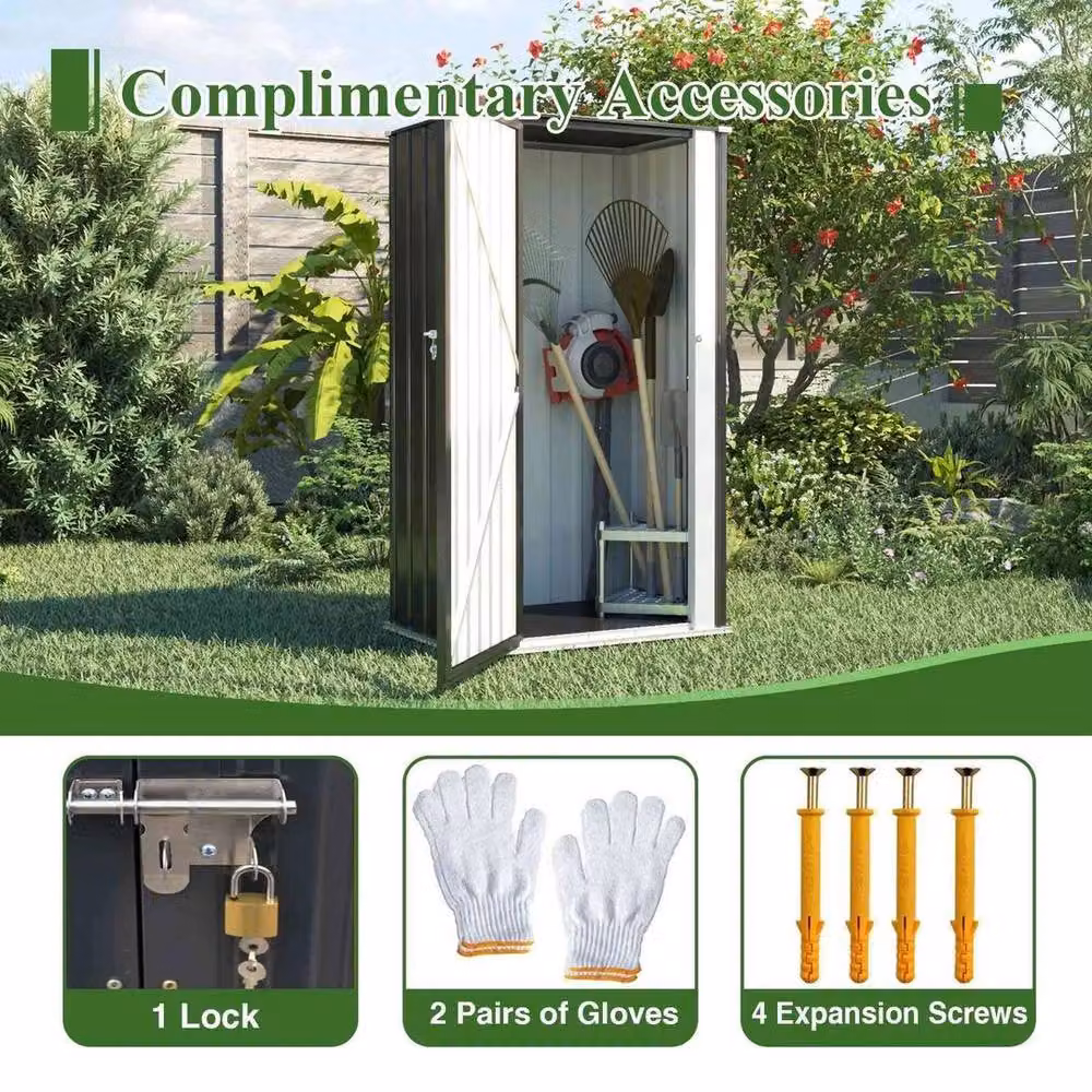 NESTLUNE BIRCHTREE Metal Pent Roof Garden Bin Store and Outdoor Storage Cabinet in Black W/D/H: 100 x 15 x 15 cm – 5