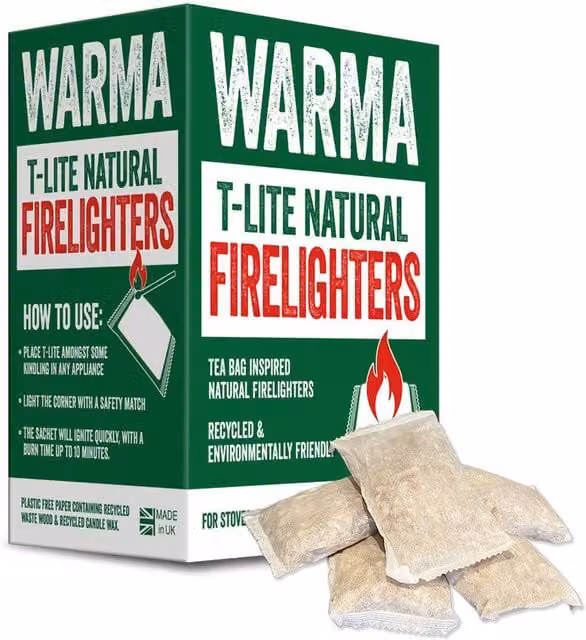 Warma 20 Natural T-lite Wood Firelighters in Beige