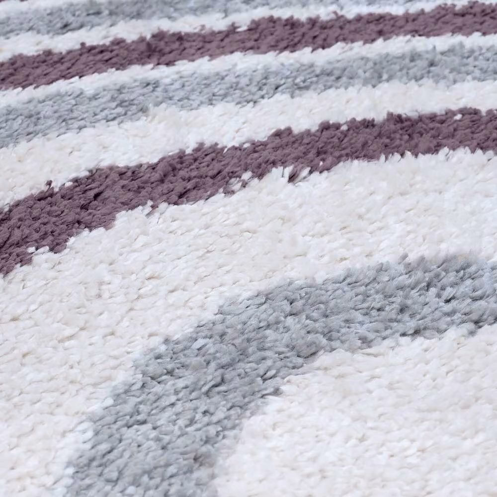 THE RUGS Moodi Wavy Design Shaggy Soft High Pile Living Room Rug in Purple, W/D: 80 x 150 cm – 2
