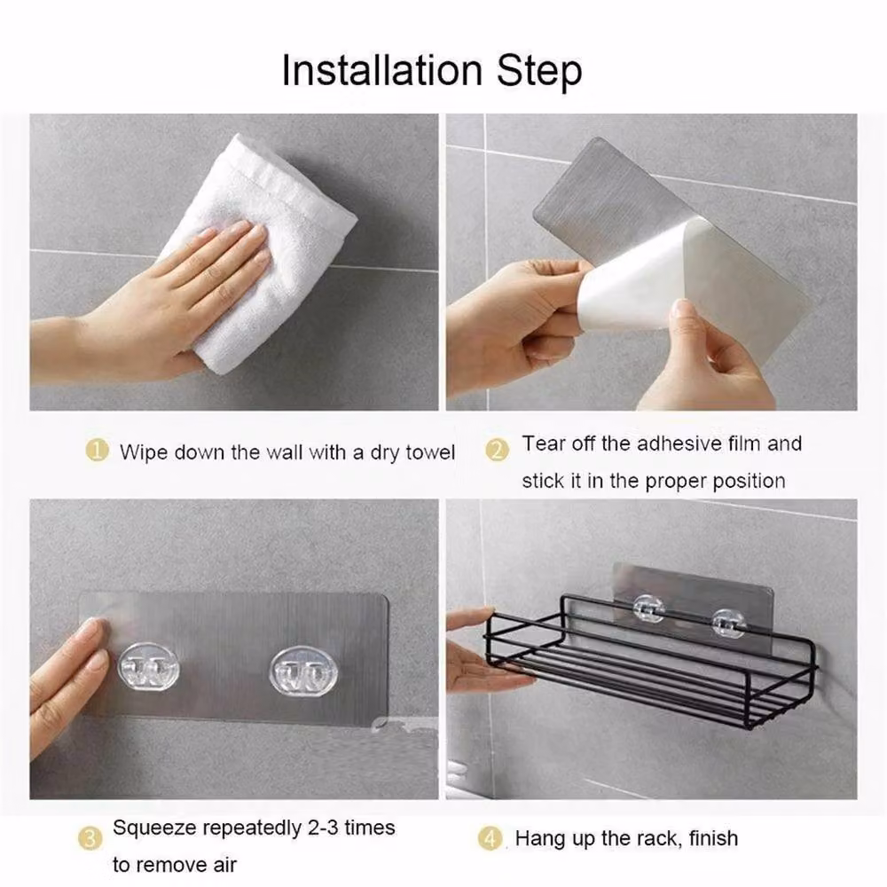 Nordara Black Metal Wall Mounted Corner Shower Caddy Bathroom Shelf Set of 2, W: 60 cm, D: 45 cm – 2