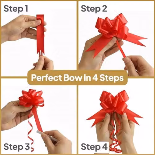 Shatchi Red Pull Bows, 60 Pack, 5 cm Diameter for Party, Christmas and Wedding Decorations – 5